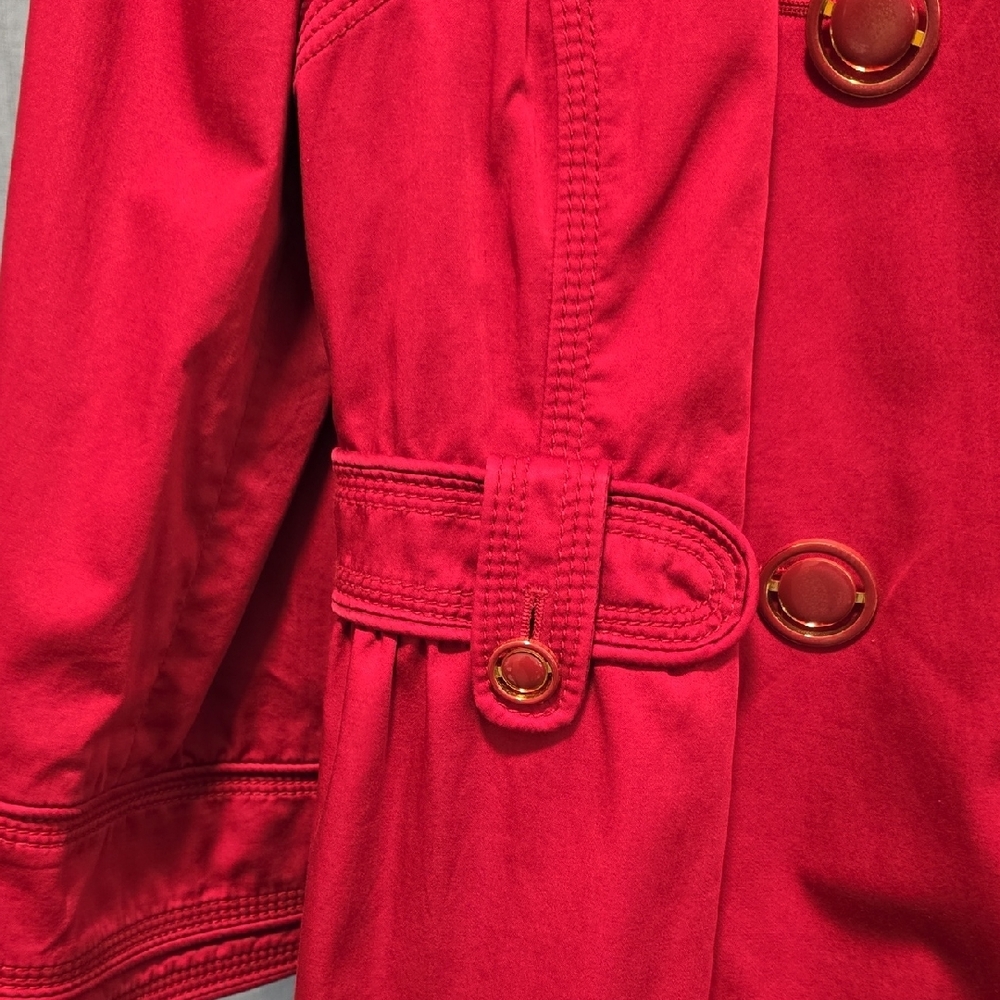 Juicy Couture Vibrant Red Double Breasted 3/4 Sleeve Trench‎ Coat Size Medium - Picture 5 of 16